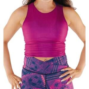 NEW YOGA DEMOCRACY reversible knot top in vibrant cirebon
